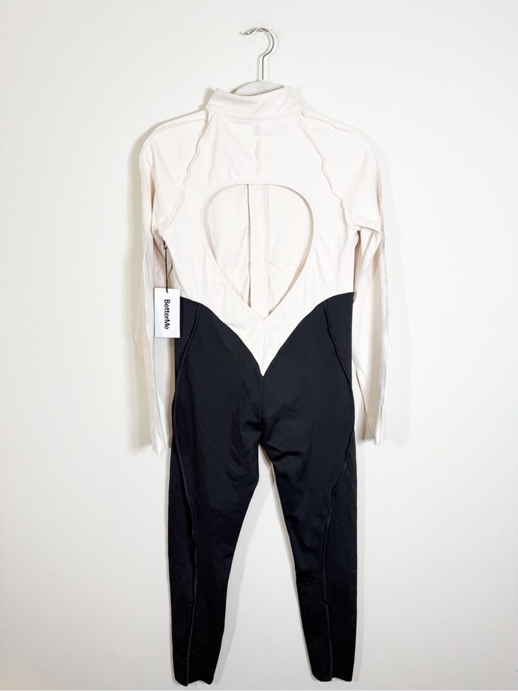 Nwt Bttrm Better Me Two-Tone Full-Length Catsuit Cream Black Xxl — image 7 of 8